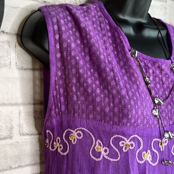 NWT Sunflower Tie Dye Beach Embroidered Sleeveless Dress Flowy Size Medium Boho - Picture 5 of 11